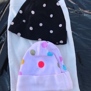2 set of polka dot baby caps